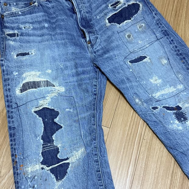 빅존 M103J 라보 한정판 리페어 데님 팬츠