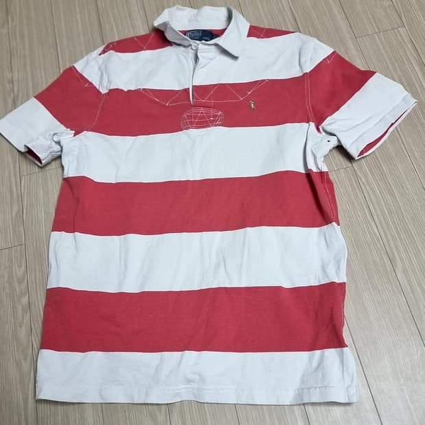 폴로 랄프로렌 스트라이프 반팔 럭비 카라티(100)