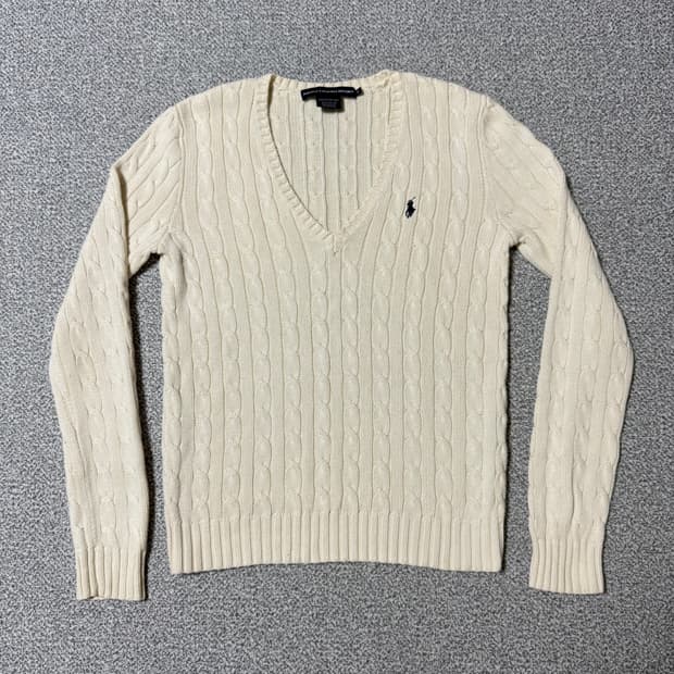 폴로 랄프로렌 꽈배기 브이넥 니트 여성용