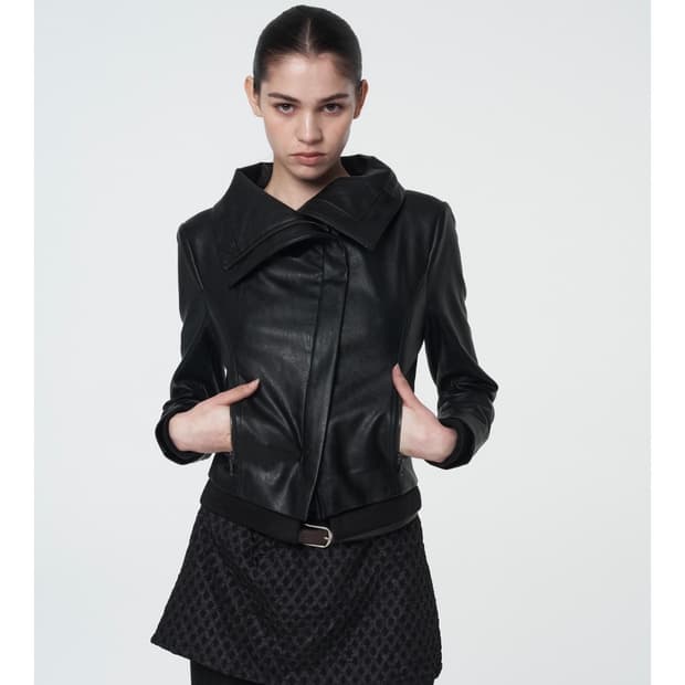 Settle for moon leather jacket Black