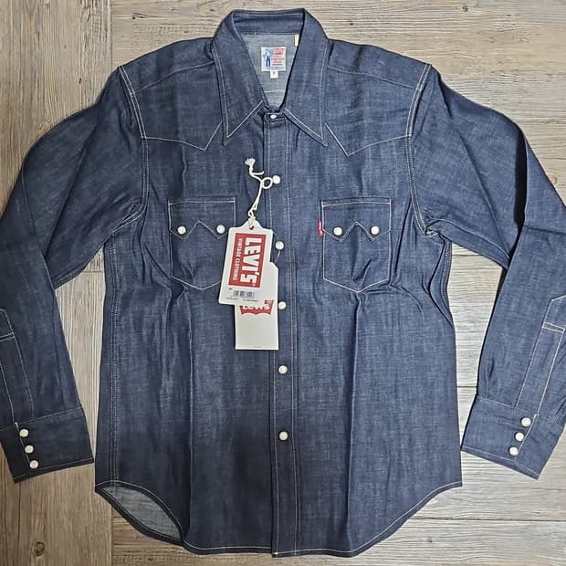 리바이스 LVC 1955 쏘우투스 데님 셔츠 리지드 S