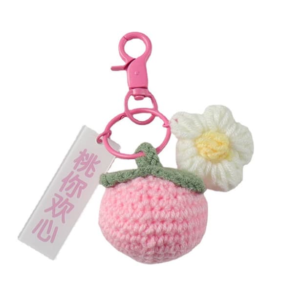 복숭아 인형 키링 핸드메이드 손뜨개 