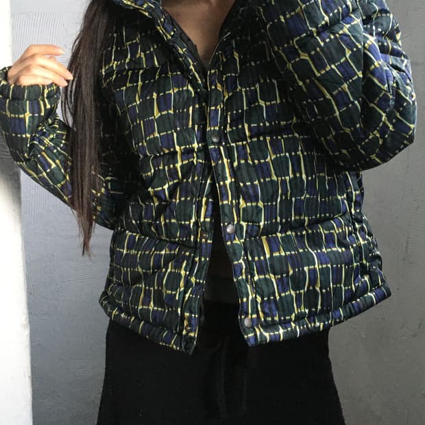 Prada 프라다 그린컬러 프린트 크롭 패딩