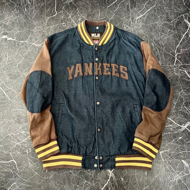 MLB 양키스 바시티 자켓 데님 브라운 