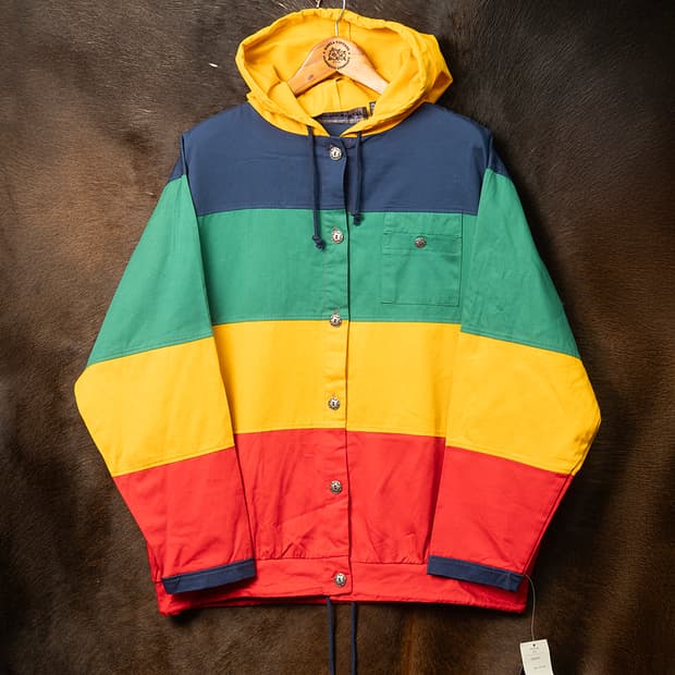 [105] 80s~ Herman Kay 컬러블럭 후디드 자켓 데드스탁 