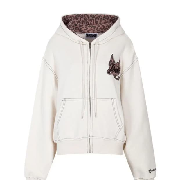 플리즈노팔로우 레오파드 후드집업