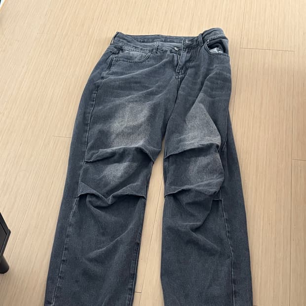 라퍼지스토어 블랙 데님 와이드팬츠 32