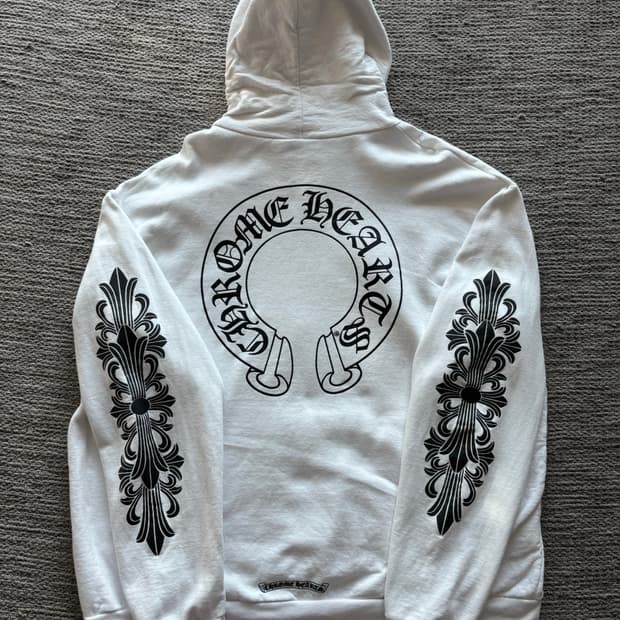 크롬하츠 홀스슈 플로랄 후드 화이트 XL