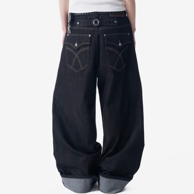 아캄 cinch back denim pants (데님팬츠)