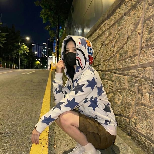 베이프 스타 블루 화이트 후드 집업 ⭐