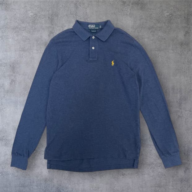 폴로 랄프로렌 네이비블루 커스텀핏 긴팔 카라티 L