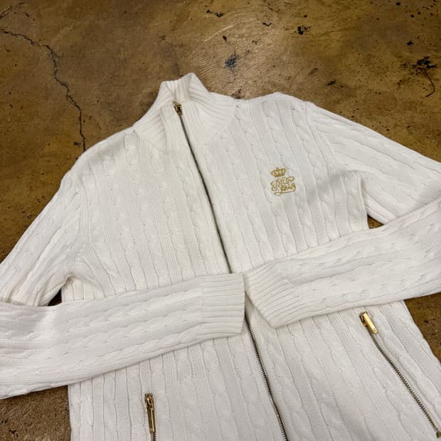 폴로 랄프로렌 꽈배기 니트 집업 