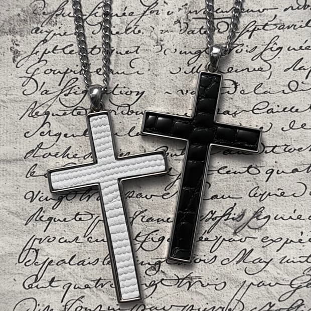 Vintage leather cross necklace