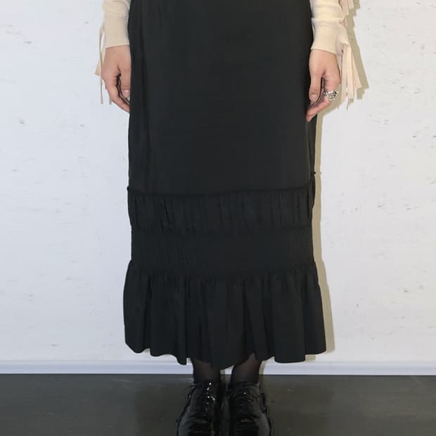 드리스 반 노튼 프릴 트리밍 미디 스커트