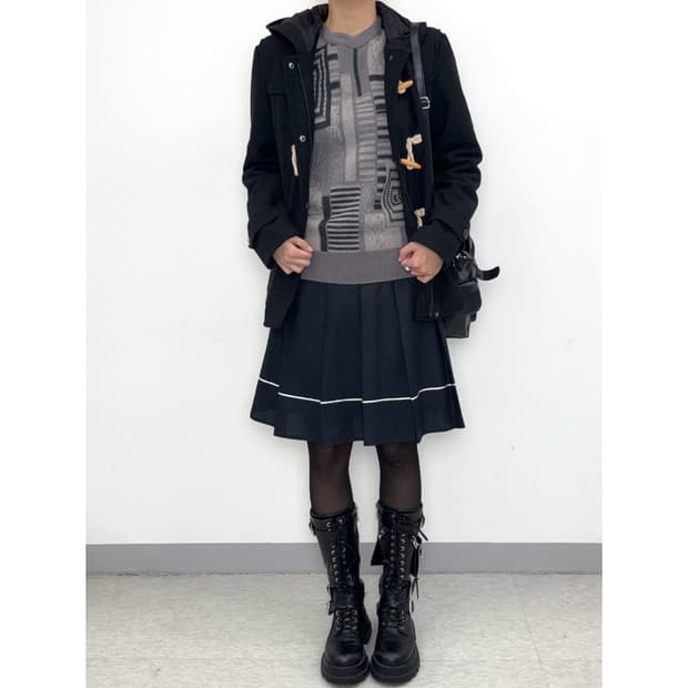 빈티지 네이비 플리츠 스커트