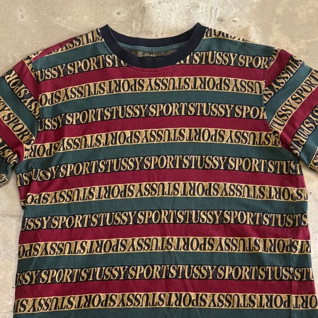 S 스투시 스포츠 스트라이프 반팔 티셔츠