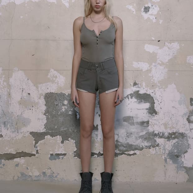 보헴서 반바지PIGMENT WASHED SHORTS, KHAKI GRAY