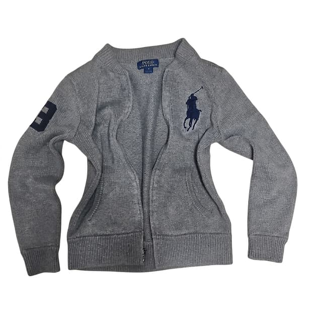 폴로 빅포니 니트집업 그레이