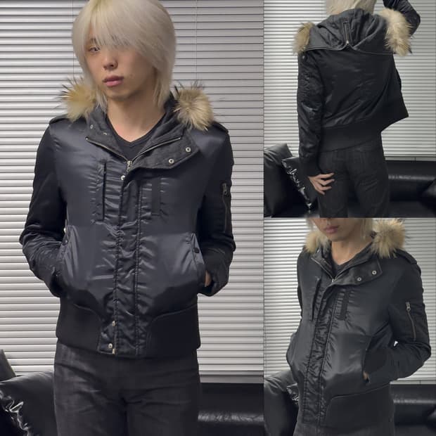 {Unknown} Zip-Split Fur MA-1 Bomber
