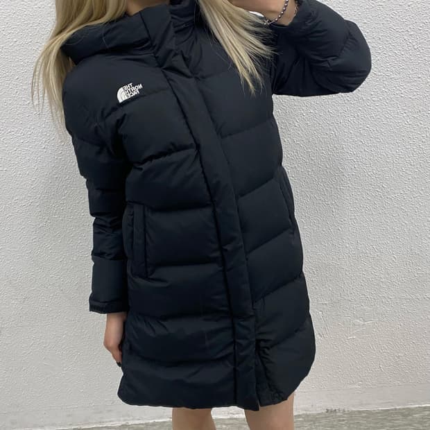 노스페이스 로고 블랙 롱패딩 150