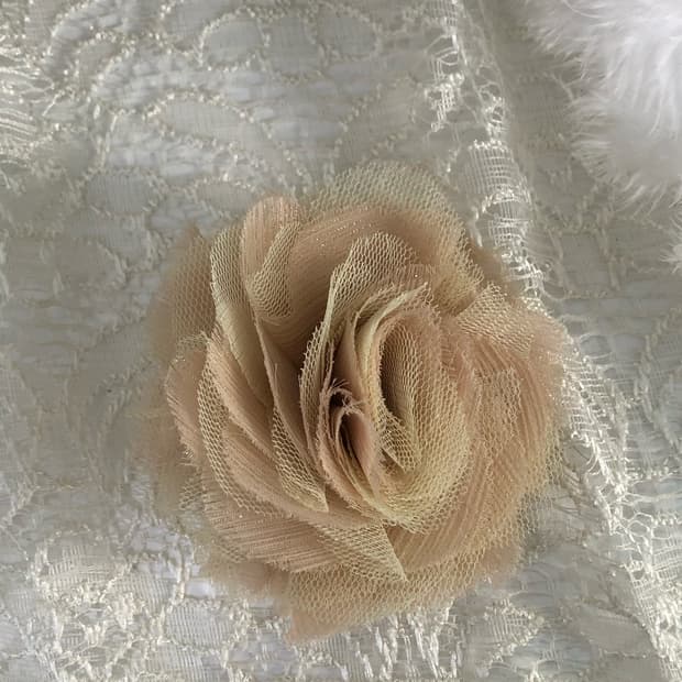 beige rose corsage brooch & hair clip