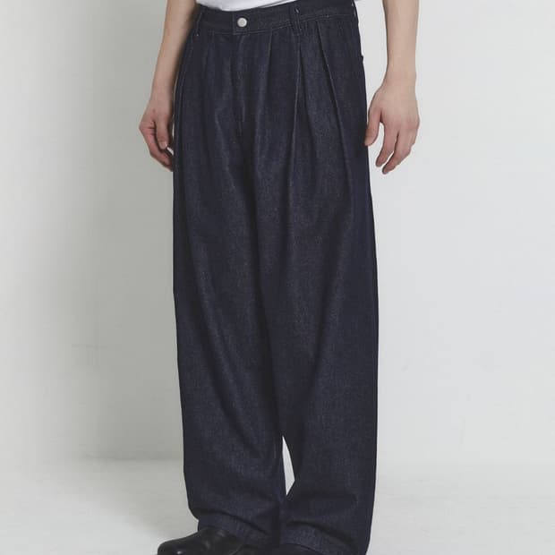 주앙옴므 매드플리츠 와이드 생지 데님 팬츠 s