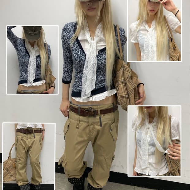 (Zara)Grey Leopard Slim-Fit Cardigan