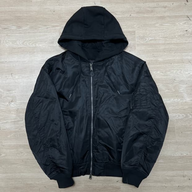 스파오 후드 레이어드 MA-1 항공점퍼 봄버자켓 [블랙] L/100