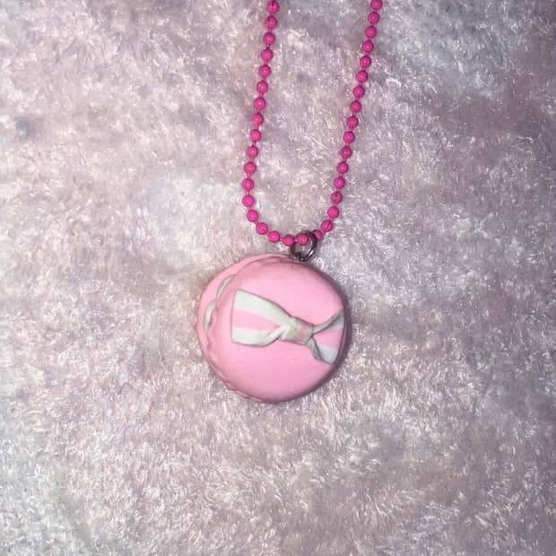 jpn 딸기 마카롱 목걸이