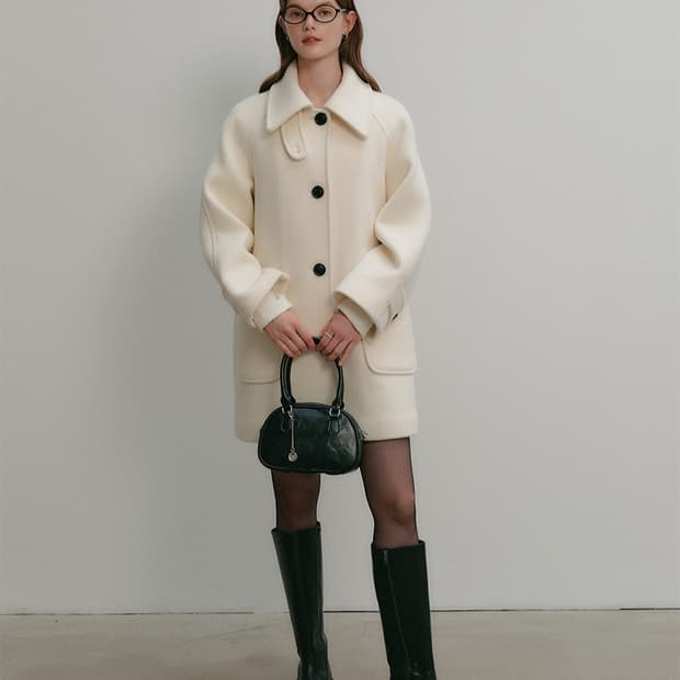 룩캐스트 마리 하프 울코트 아이보리