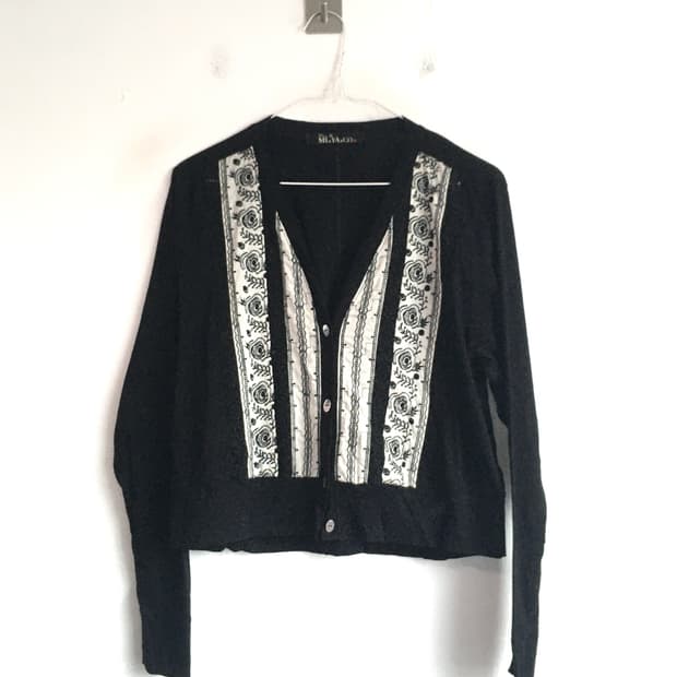 jpn vintage black unique lace cardigan