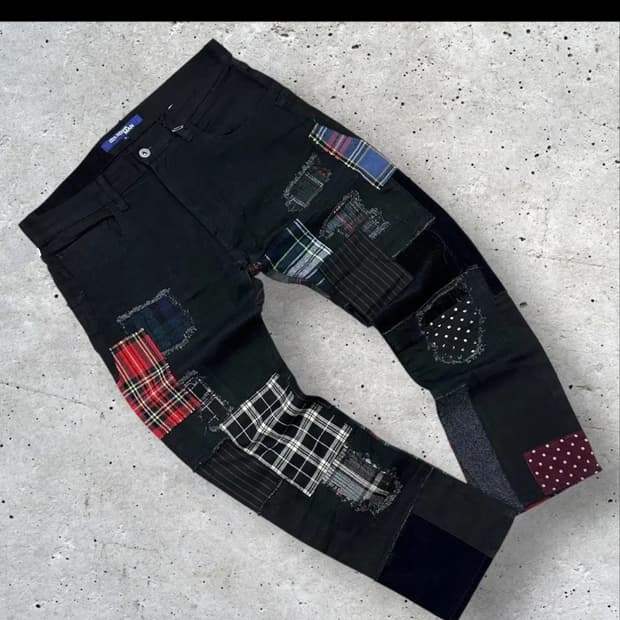 14fw 준야 와타나베 꼼데 패치워크 블랙팬츠