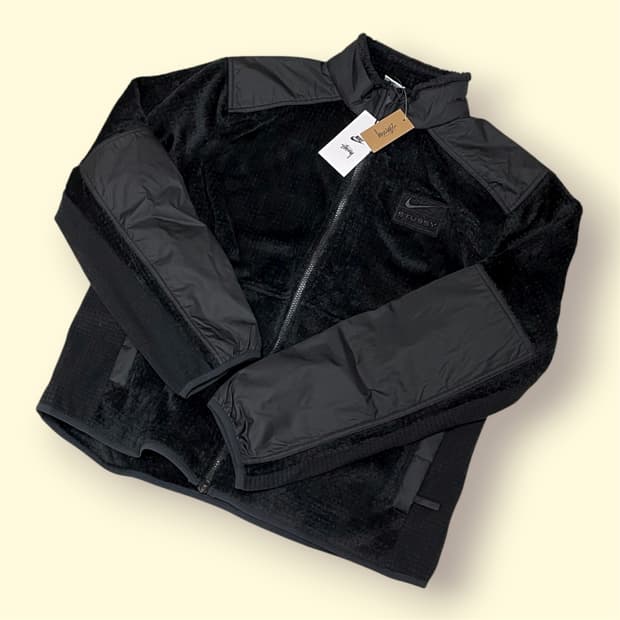 나이키 x 스투시 풀 집 플리스 블랙