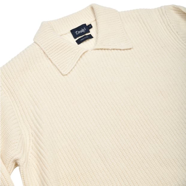 DRAKE'S INTEGRAL COLLAR RIBBED JUMPER