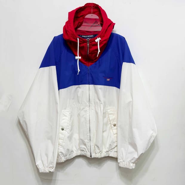 90s 폴로 스포츠 컬러블록 후드 자켓
