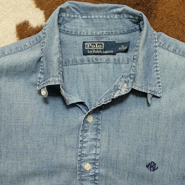 폴로 랄프로렌 남성용 연블루 면남방(XL)