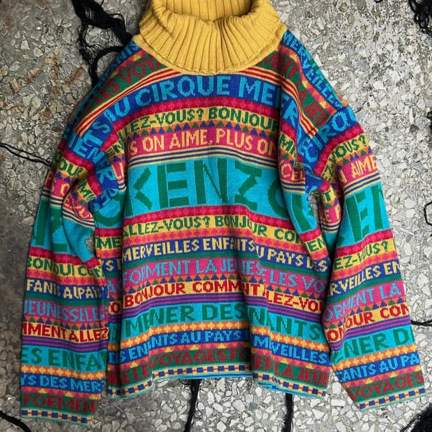 *rare* 1990s kenzo 레트로 키치 패턴 니트