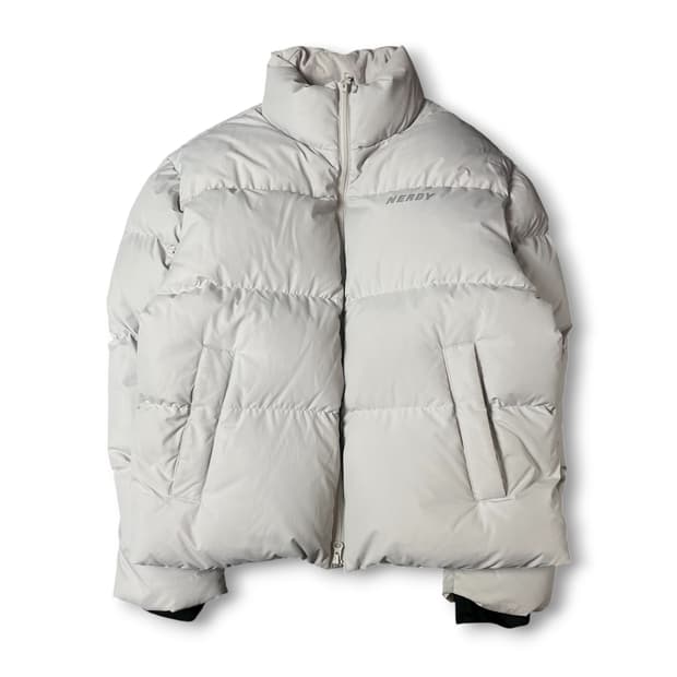 널디 화이트그레이 로고 덕다운 패딩 M