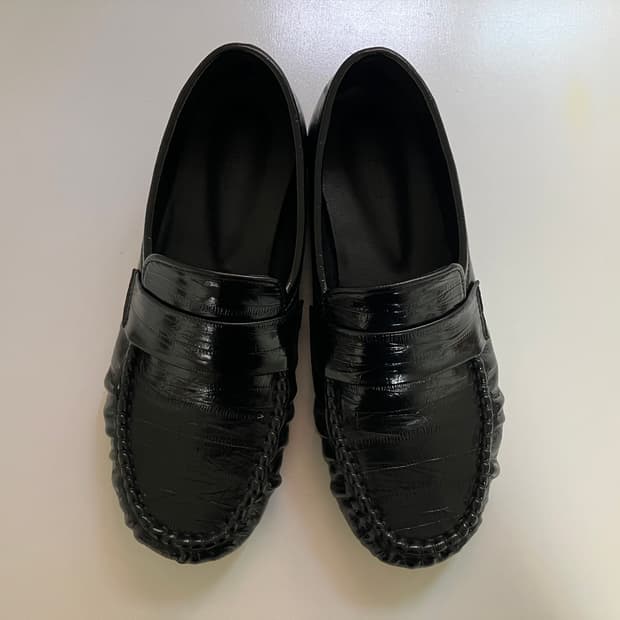 심플 링클 플랫로퍼 (블랙)