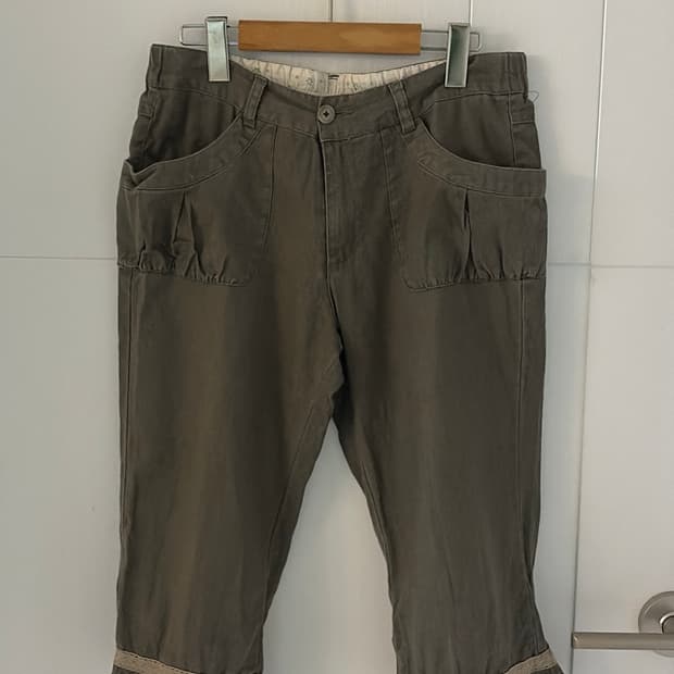 일본브랜드 린넨 카프리 프릴바지 27 사이즈