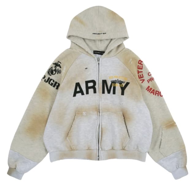 [2] 프로젝트gr 리컨스트럭티드 폴디드 집 후드 더티 멜란지