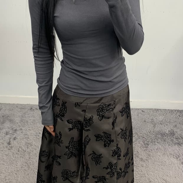 재패니즈 로즈 패턴 스커트