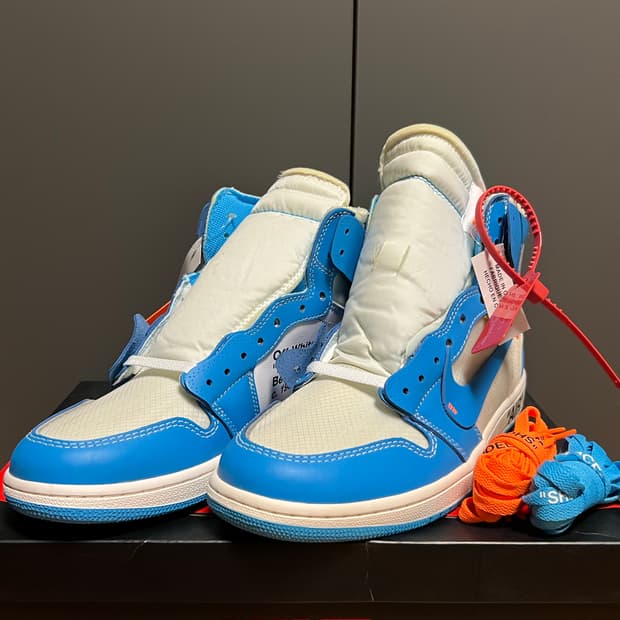 조던 1 X 오프화이트 레트로 하이 유니버시티 UNC 블루 (나코택)