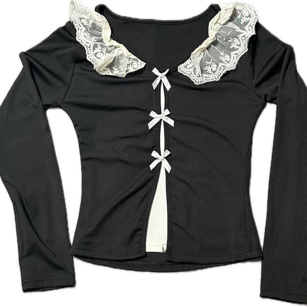 빈티지 레이스 이너 블랙 롱슬