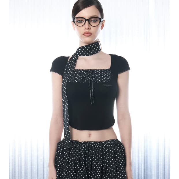 Hillda Dot Square Crop Top