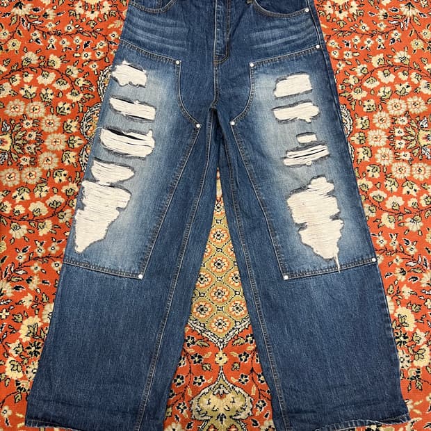 [L] 캑터스도넛마켓 카펜터 빈티지 디스 데님 팬츠