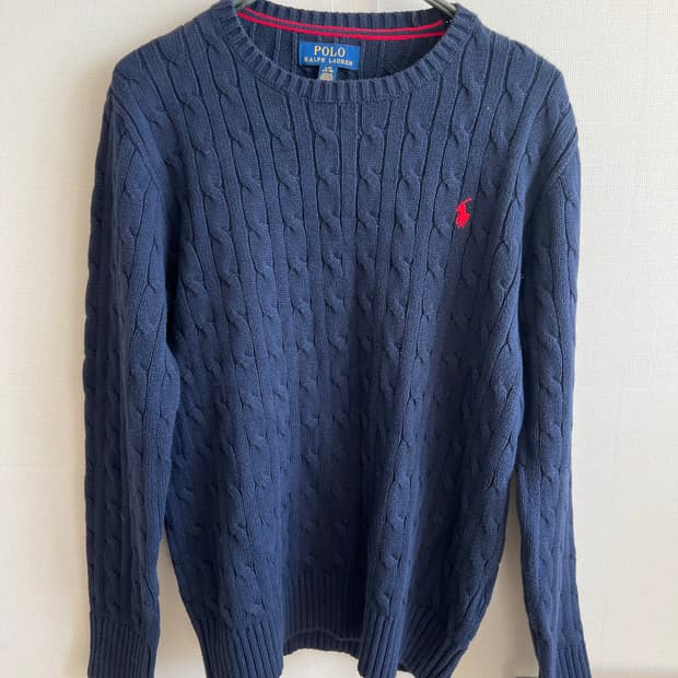 POLO  RALPH  LAUREN 네이비색 케이블 니트