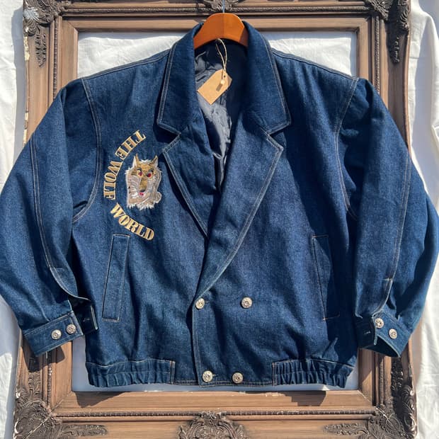블루종 더블 데님 자켓