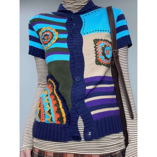 빈티지 유니크 하프 니트