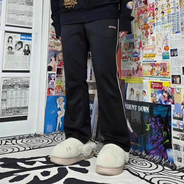 케파 핑크 로고 사이드 라인 부츠컷 트랙 팬츠